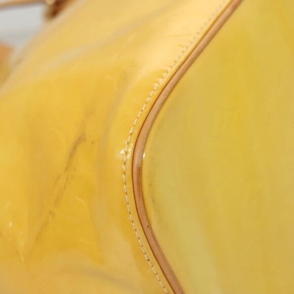 LOUIS VUITTON Monogram Vernis Houston Hand Bag Lime Yellow M91055 LV Auth - Picture 10 of 15